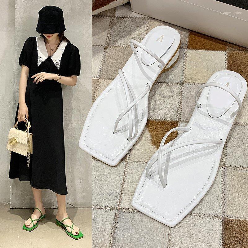 

2020 Summer Women Shoes Flip-flops high-heeled slides fashion Rome Leisure Square head Solid color high quality Ladies Slippers1, Beige