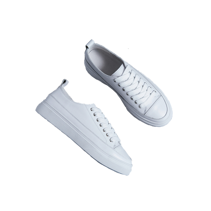 

2021 Genuine Hot Cow Loafers Flat Footwear White Sports Student Vulcanized Shoes 3B4C