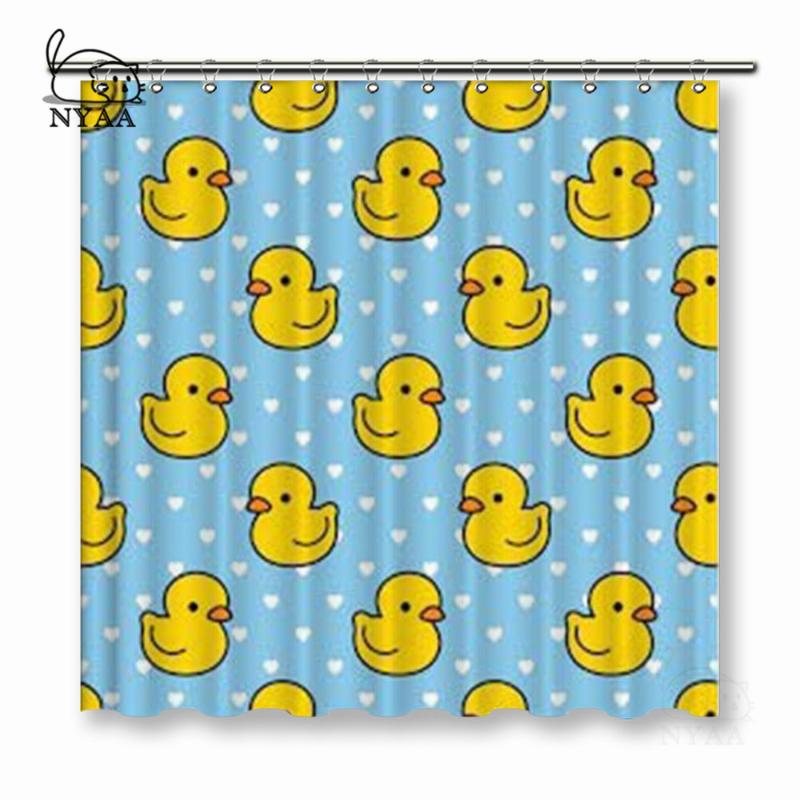 

NYAA Cartoon Cute Duck Shower Curtains Blue Waterproof Polyester Fabric Bathroom Curtains For Home Decor