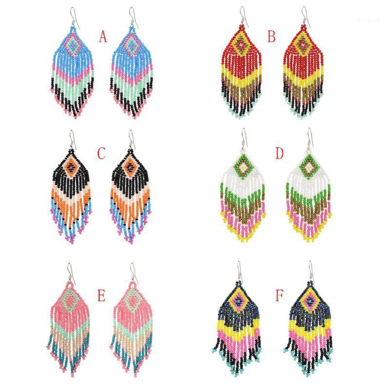 

Dangle & Chandelier Earrings Tassel Boho Hand-woven Tribal Resin Beaded Long For Women's Party Ethnic Jewelry.1