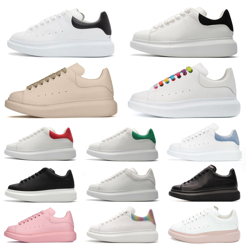 

Hot Fashion platform casual shoes triple black white alexander mcqueen Reflective Suede Leather Rainbow Wheat Chaussures mens womens sports sneakers, Reflective black
