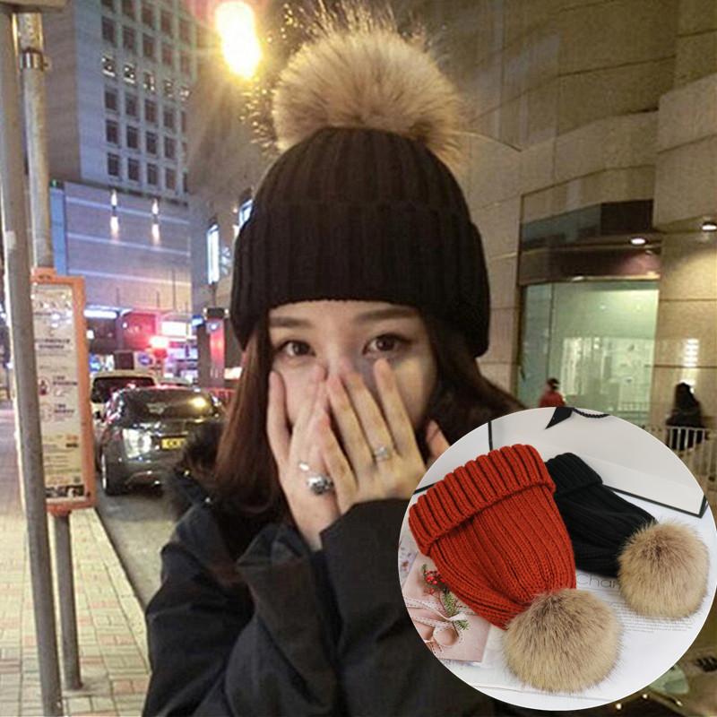 

Autumn Winter Adult Women's Knitted Hat Fashion Warm Beanies Hats Casual Women Solid Caps Cover Head Winter Accessories, Pk