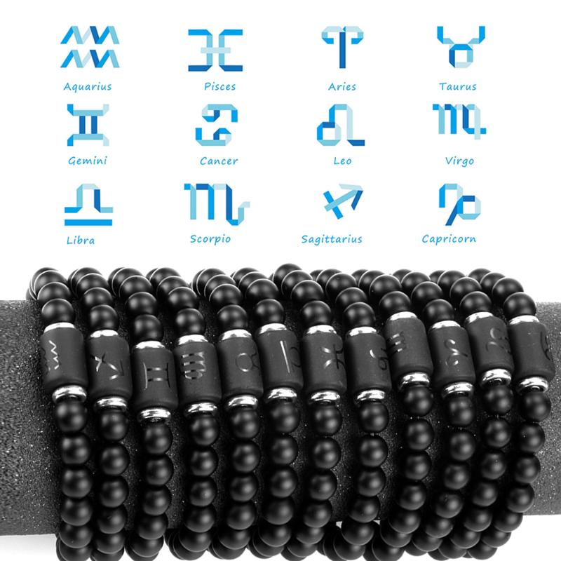 

Bracelet men's Constellation beads couple Bracelet Cancer Leo Virgo Libra Woven best friend couple men women