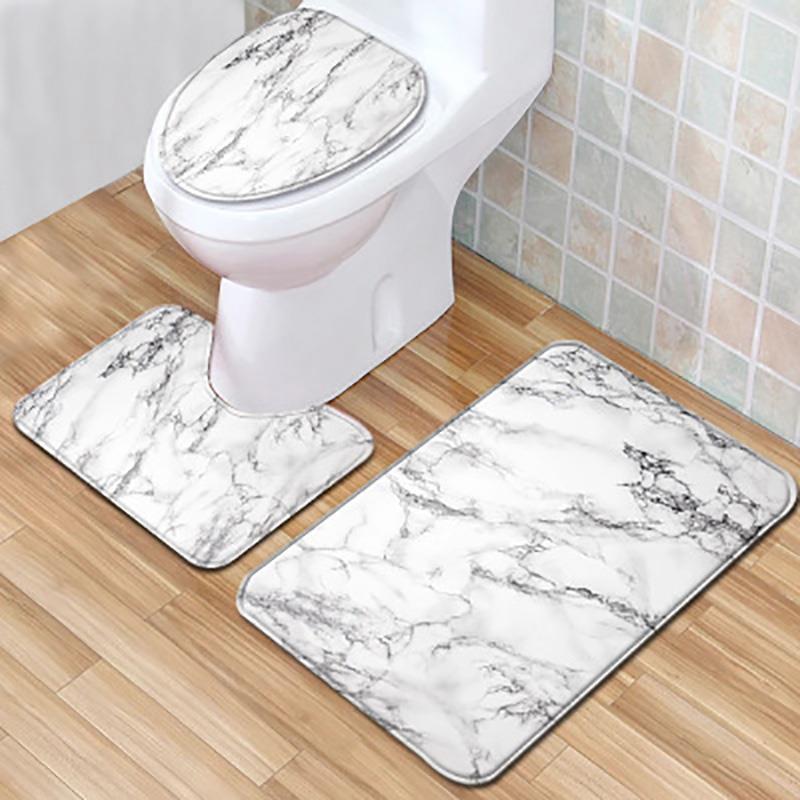 

3Pcs Bathroom Anti-slip Mat Set Toilet Carpet Flannel Non-slip Shower Carpet Set Household Toilet Lid Shower Floor Mat
