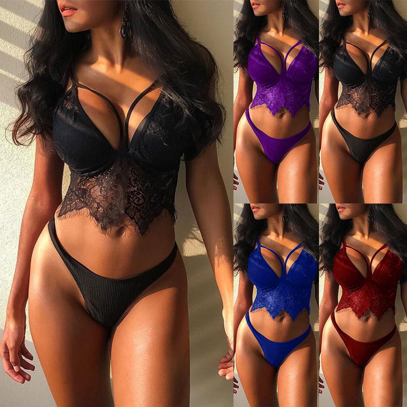 

Women Lace Bra Sets Seamless Underwear Backless Vest Sexy Padded Bralette Lingerie Ultrathin Bra & Brief Sets Female Intimates, Purple