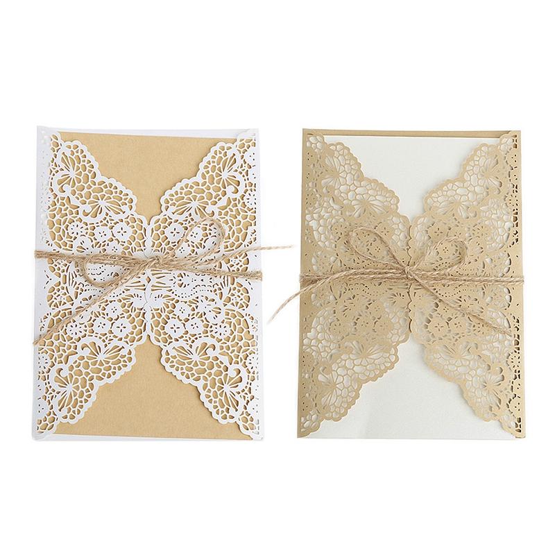 

10Pcs Wedding Invitation Cards Kit with Envelopes Seals Personalized Printing E56E