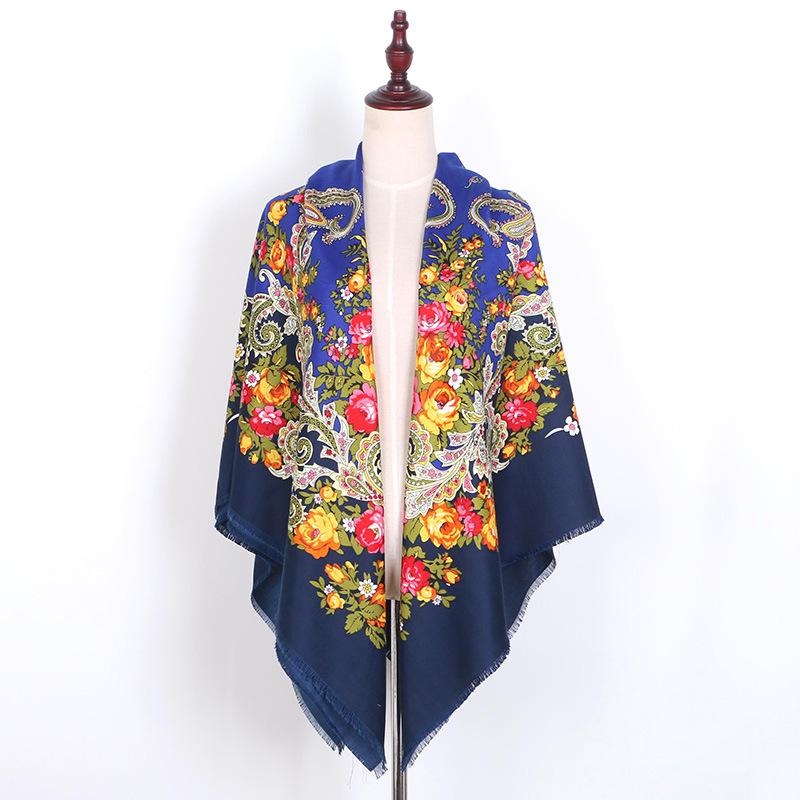 

Scarf Babushka Head Scarf Regional Russian Shawls Female Large Square Paisley Poncho Women Neck Wraps Handkerchief Manton Manila