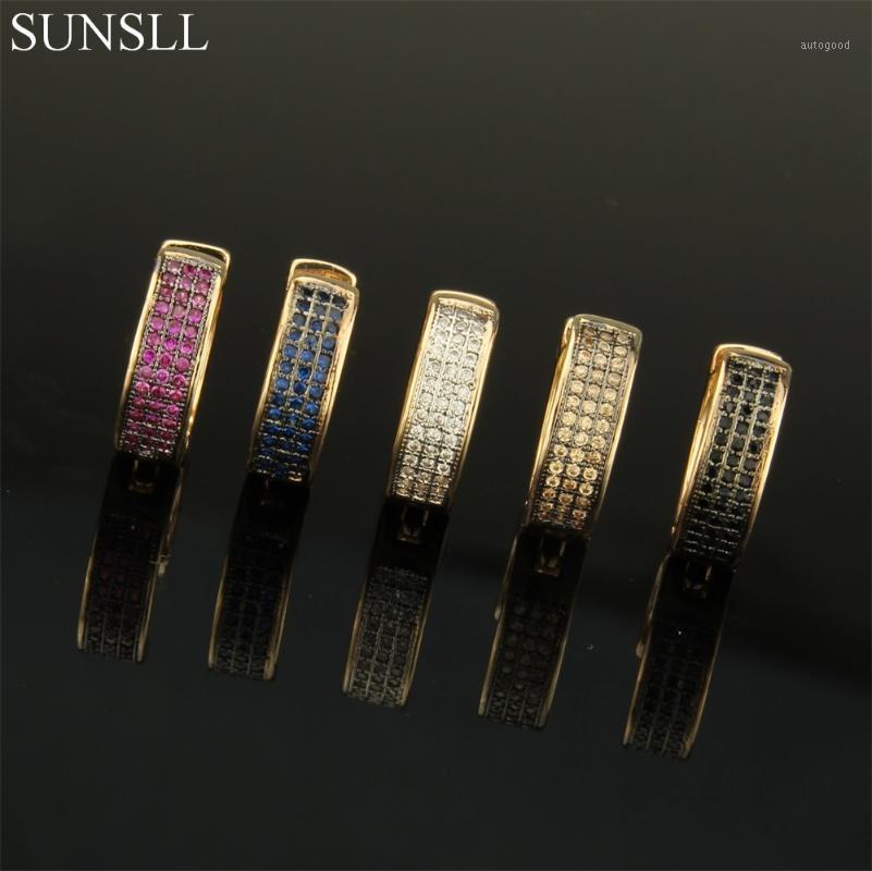 

Hoop & Huggie SUNSLL Golden Color Copper Multicolor Cubic Zirconia Trendy Earrings Women's Fashion Party Jewelry CZ Brincos1