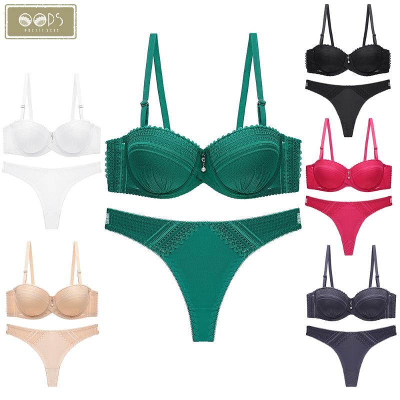 

2020 Women Sexy Lace Lingerie Bra Briefs Set Intimate Bras Thongs Panty Set Lady Woman Brassiere Sets Push Up Lace Underwear, White