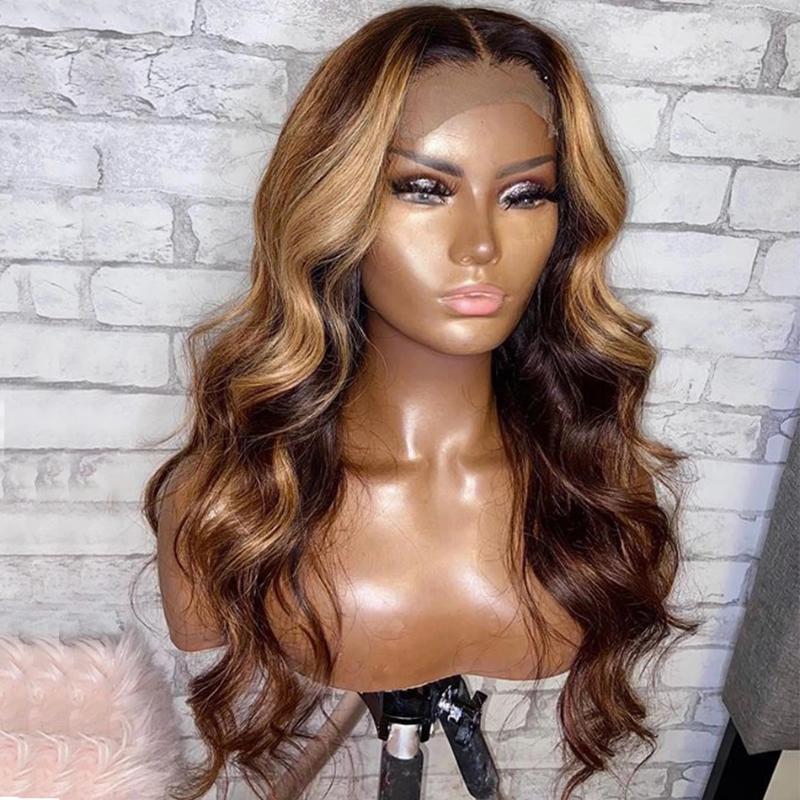 

13x4 Lace Front Human Hair Wigs Peruvian Remy Highlight Blonde Natural Hairline Loose Wave 150 Density Silk Top, U part wig