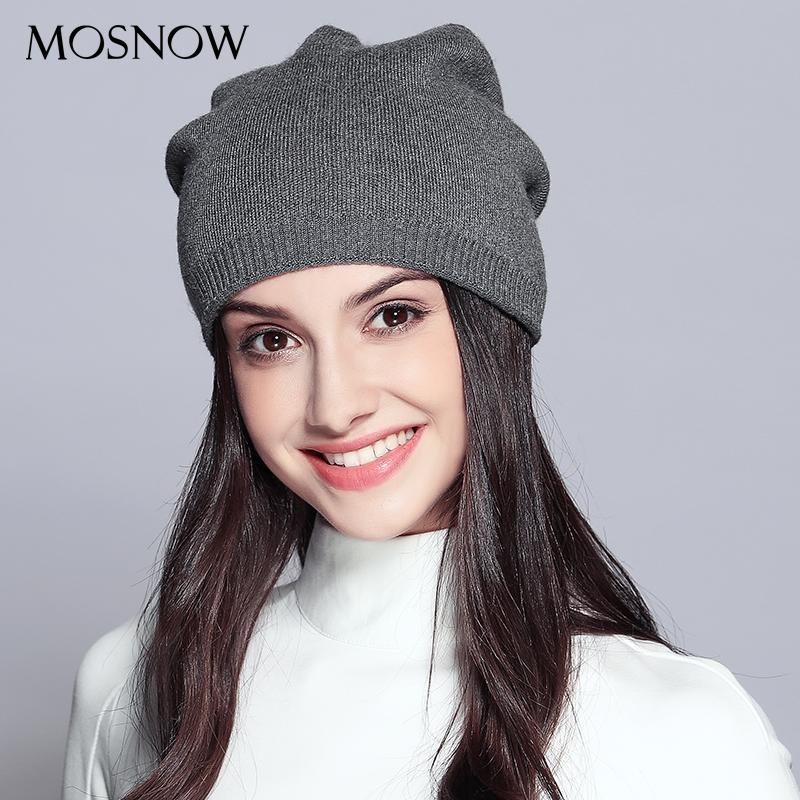 

MOSNOW Women'S Hats Knitted Wool Autumn Winter Casual High Quality Brand New 2020 Hot Sale Hat Female Skullies Beanies #MZ720, Pink