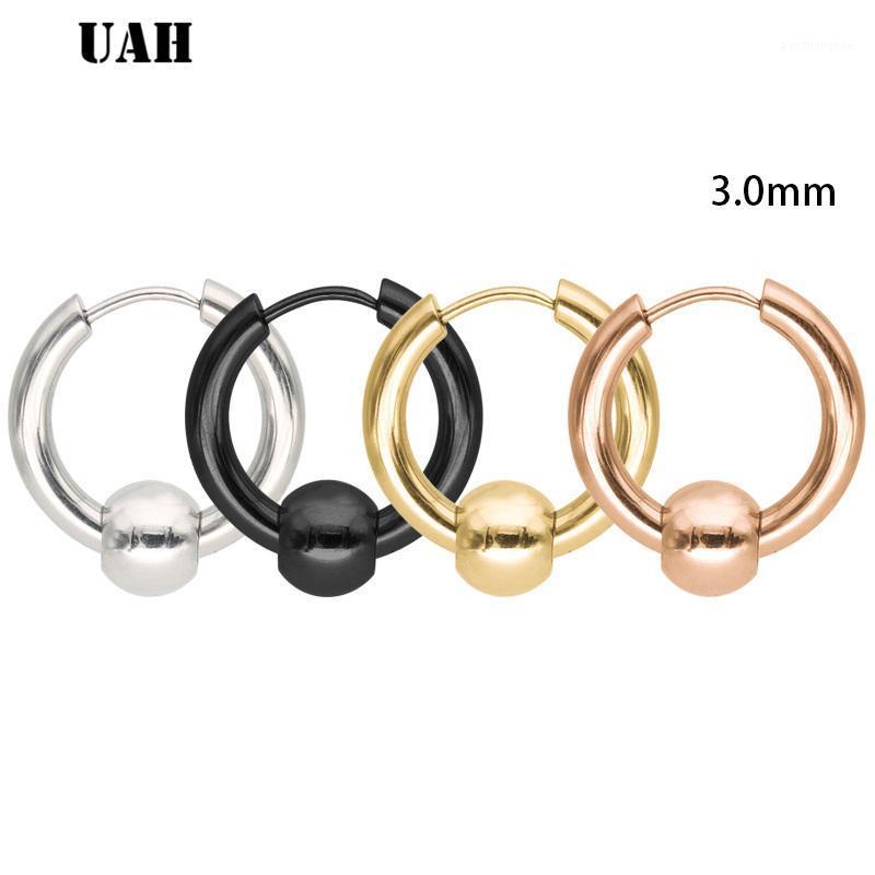 

Hoop & Huggie UAH Small Punk Earrings Gold Color Stainless Steel For Women Men Round Creole Argollas Pendientes, Golden;silver