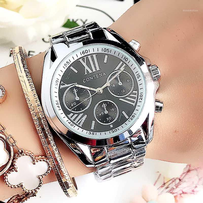 

Relogio Feminino GENEVA Luxury Designers Brand Stainless Steel Silver Case Ladies Wrist Water Resistant Quartz Watches For Women1, Gold