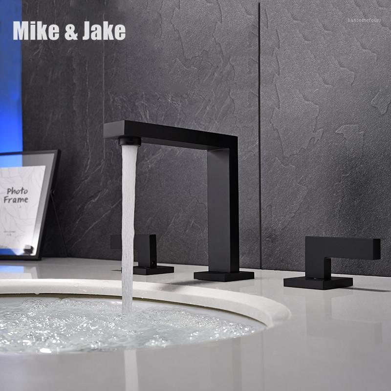 

Bathroom basin faucet deck mounted double handle faucet black Tap Basin Mixer Hot And Cold shower room sink MJ0289B1