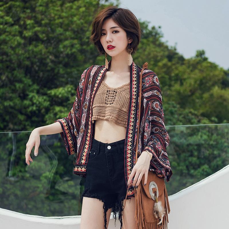 

Women'S Clothing Summer 2020 Beach Kimono Femme Long Shirts Print Vintage Loose Blouse And Top Women Boho Kimono Cardigan 20031
