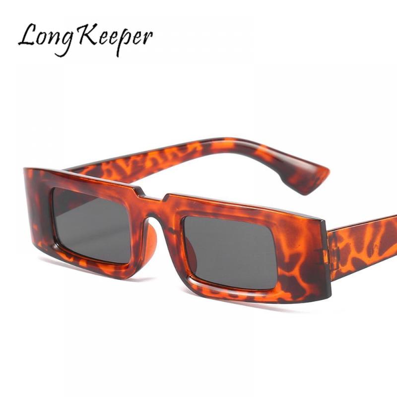 

Sunglasses LongKeeper Small Rectangle Women Men Vintage Retro Leopard Narrow Frame Eyeglasses Travel Shades Gafas De Sol Mujer