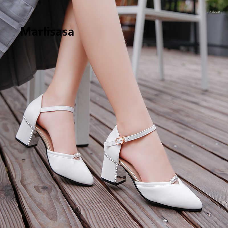 

Femmes Hauts Talons Women Classic White Pu Leather Buckle Strap High Heel Shoes Lady Casual Black High Heels Sexy Shoes G53931