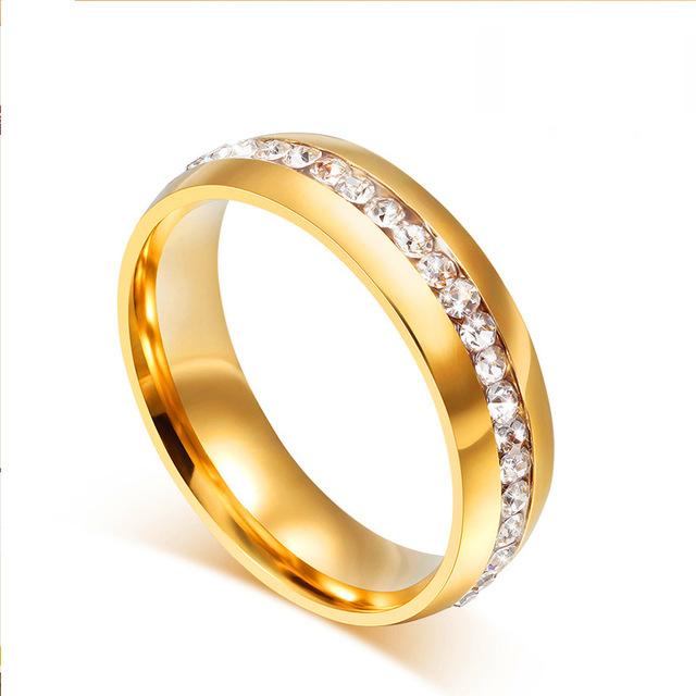 

LUXUKISSKIDS Gold Wedding Bands Ring for Women Men Jewelry 6mm Stainless Steel Engagement Ring US Size 6 to 9