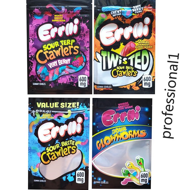 

new Errlli Sour terp Crawlers Bags 600mg Gummy Edibles Packaging mylar bag Smell proof Cookies Mylar Bags 3.5 2021