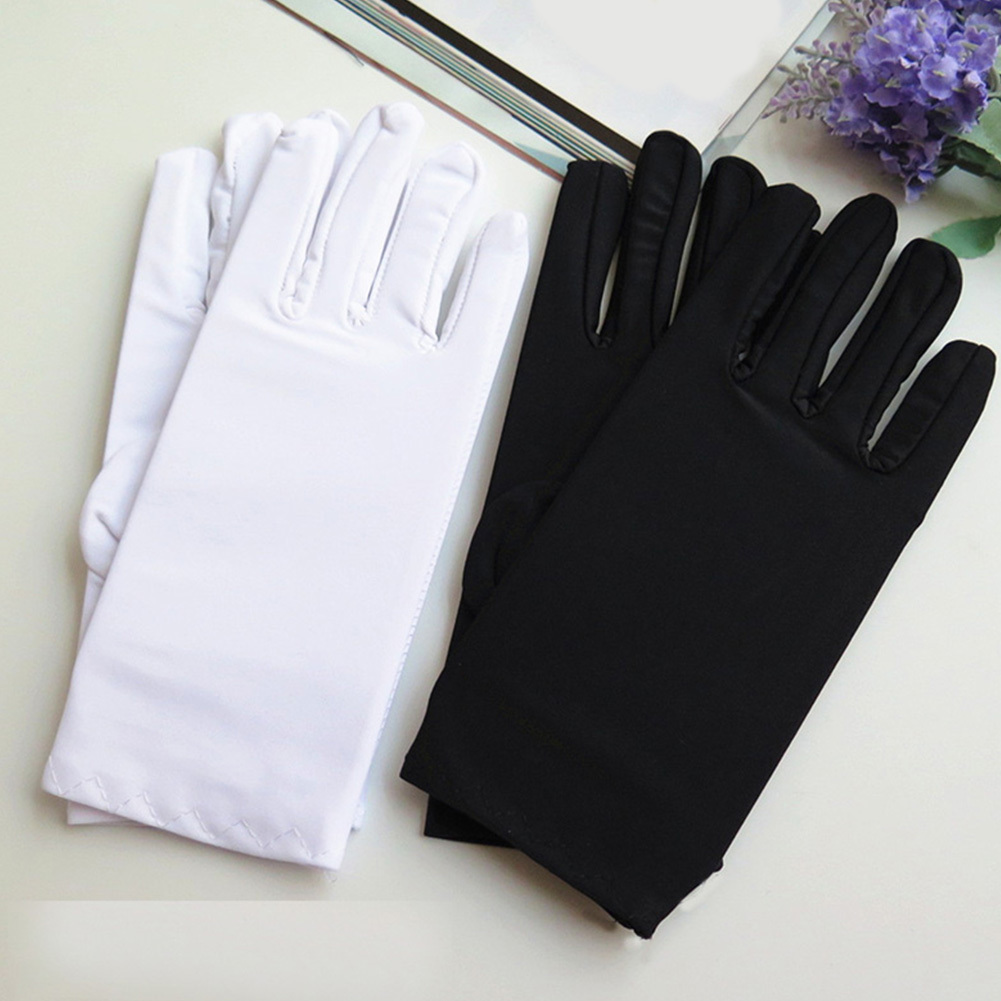 

1Pair Men Black White Etiquette Short Thin Stretch Spandex Sports Driving Sun Protection Five Fingers Gloves Handschoenen
