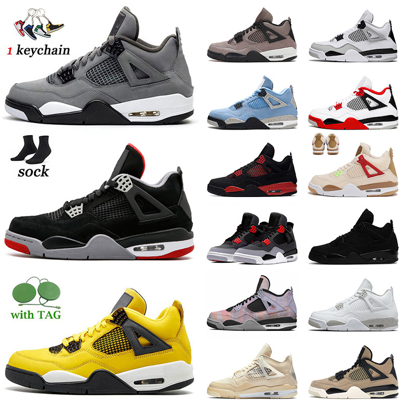 

Highest Quality Bred 4 4s Cool Grey Basketball Shoes Jumpman Mens Womens Sports Lighting Fire Red Thunder White Oreo Military Black Cat Sail