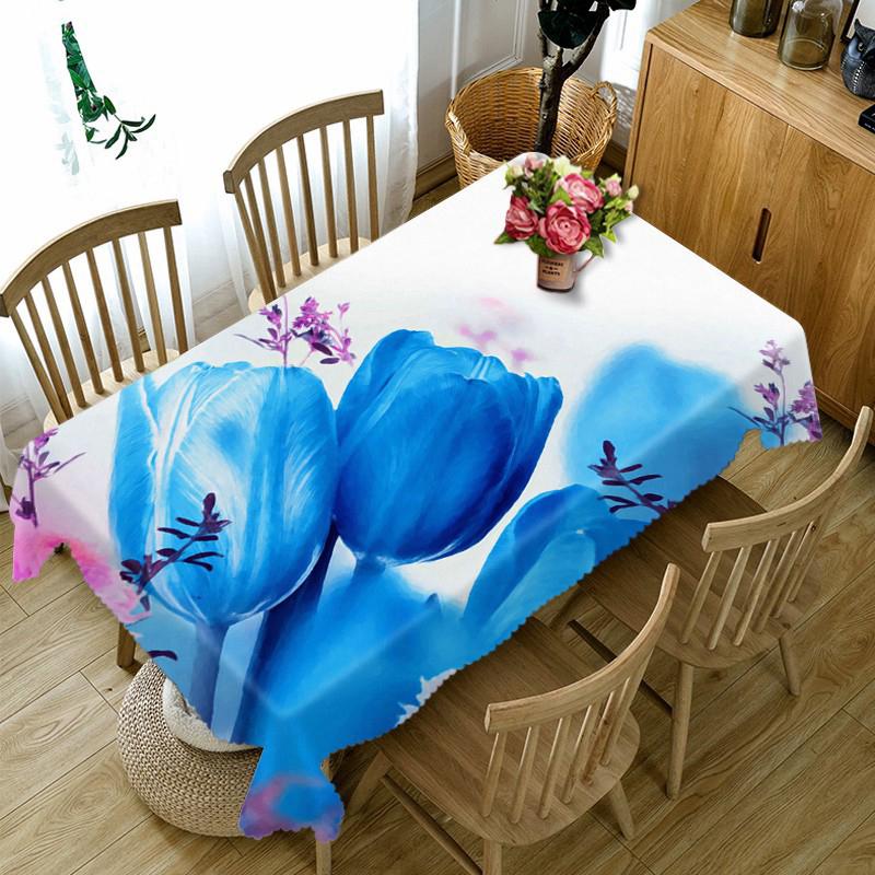 

2021 Europe 3D Tablecloth Blue Demon Ji Flowers Pattern Dustproof Thicken Cotton Table cloth for Wedding Home textile 180*270cm, Color 5
