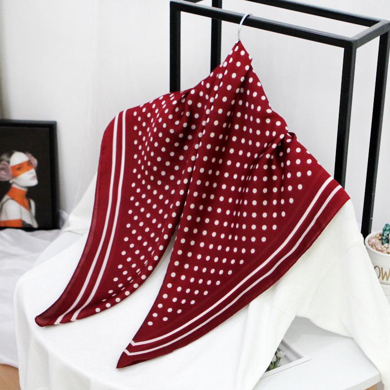 

70*70CM Small Handkerchief Silk Satin Neck Scarf For Women Dot Print Headband Bag Scarfs Female Square Head Scarves For Ladies