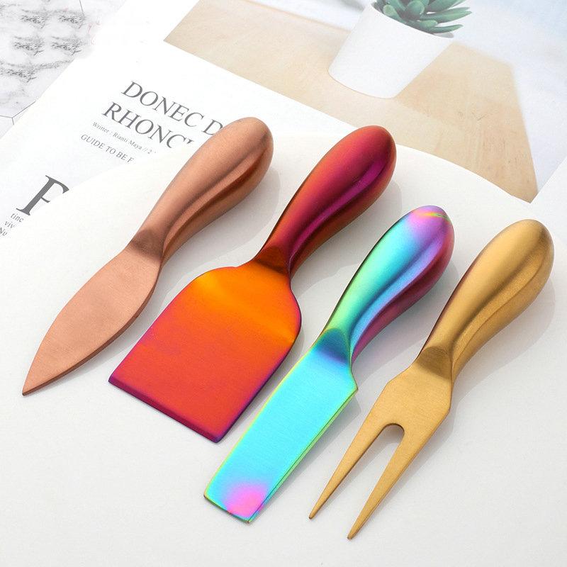 

4PCS/Set Cheese Knife Set Stainless Steel Butter Spreader Cheese Cutter Slicer Fork Kit Kitchen Useful Breakfast Cooking Tools