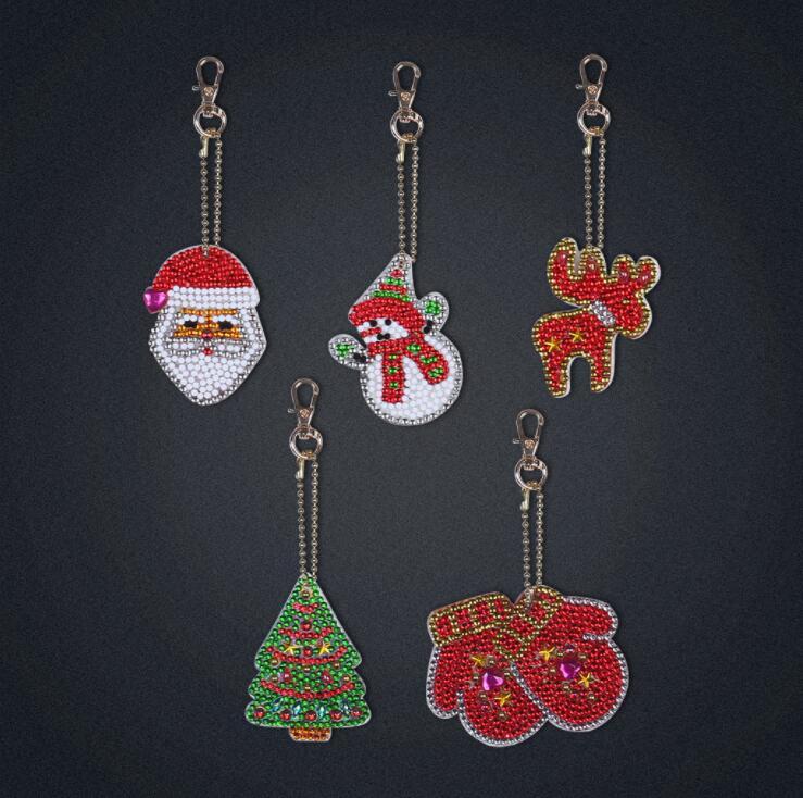 

DIY Keychains Jewelry Key Ring Gifts Full Drill Special-Shape Diamond Painting Keychain Christmas Decor Bag Pendant