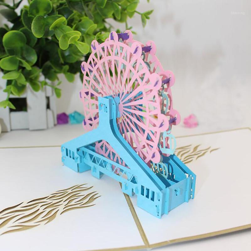 

3D UP Cards Birthday With Envelope Sticker Ferris Wheel Laser Cut Invitation Souvenirs Greeting Card Postcards Gift Box1