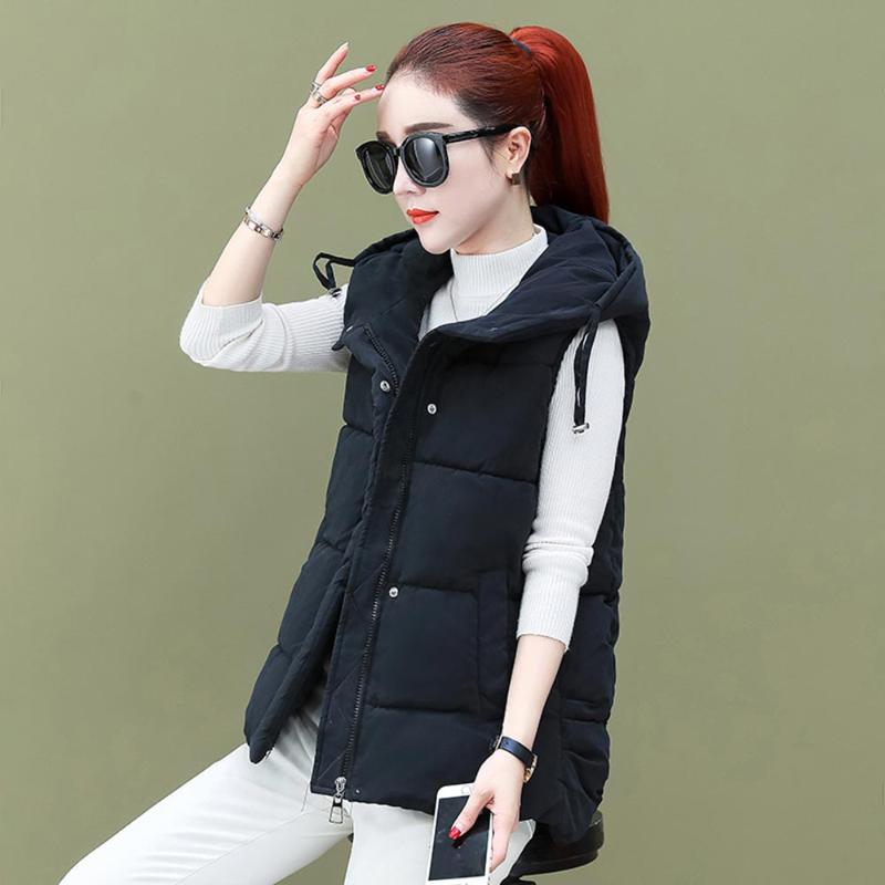 

Rushed Vest Women Casaco Feminino Winter Vest Women Waistcoat Female Jacket Hooded Warm Short Outwear Casual Plus Size, Beige
