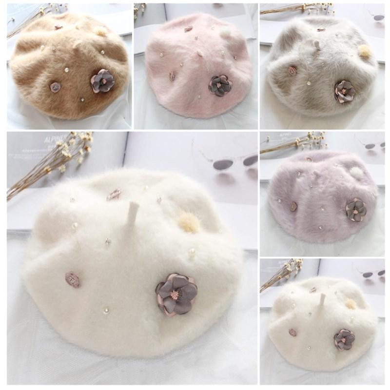 

fur Beret Trendy Ladies Autumn and Winter Buds Fashion Warm Painter Hat All-Match White Octagonal Hat, 04