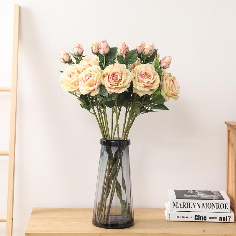 

Imitation Flowers 2 Head Long Branch Handfeel Moisturizing Rose Wedding Home Decoration Artificial Flower Artificial Plant, Purple