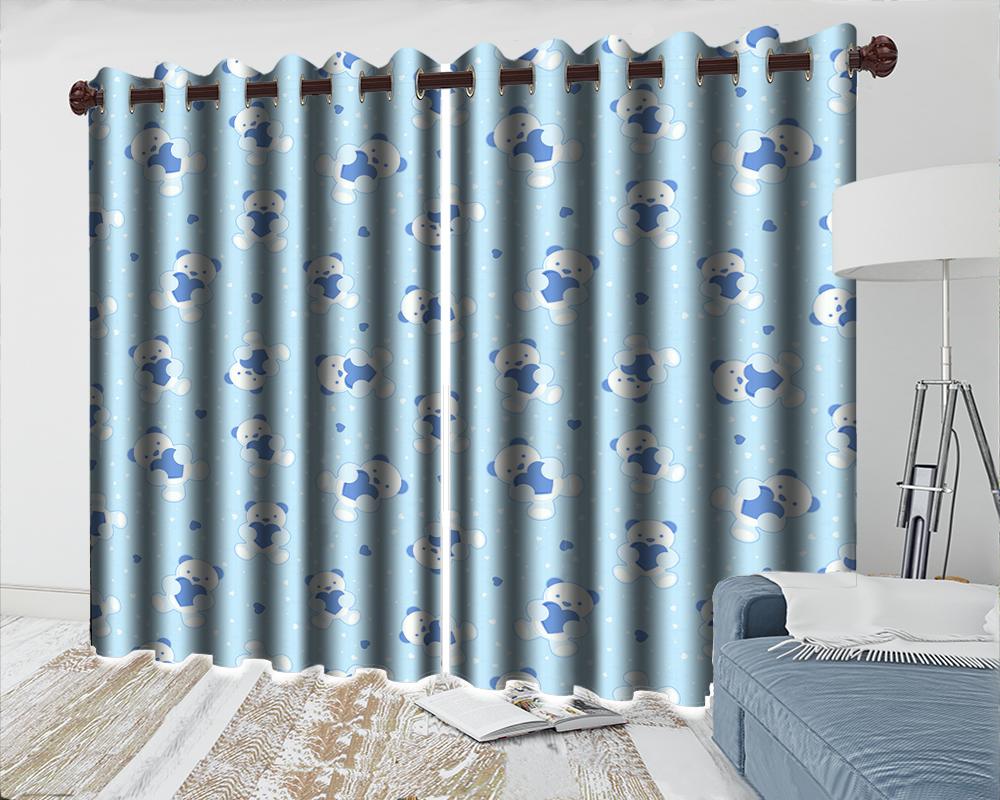 

3d Cartoon Animal Modern Curtain Cute Cartoon Love Animal Curtain Modern Beautiuful Window 3d, As pic