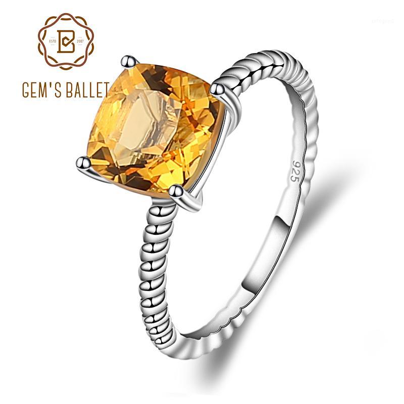 

Cluster Rings GEM'S BALLET Birthstone 2.60ct Round Natural Citrine Wedding Ring For Women 925 Sterling Silver Brand Classic Fine Jewelr