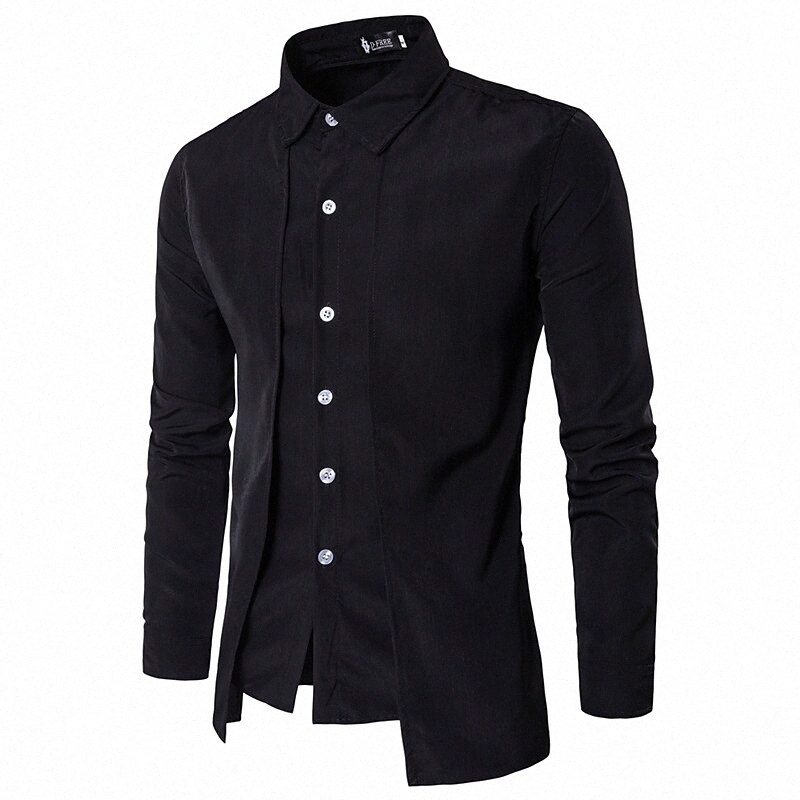 Men's Shirt Solid Colored Collar Shirt Collar Daily Long Sleeve Tops Basic White Black Red m5MH#
