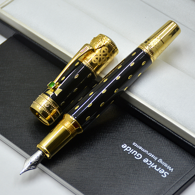 

Top Luxury Elizabeth Pen Limited Edition Black Golden Silver Engrave Classics Fountain Pen Business Office Supplies with Diamond 0686/4810, Sky blue
