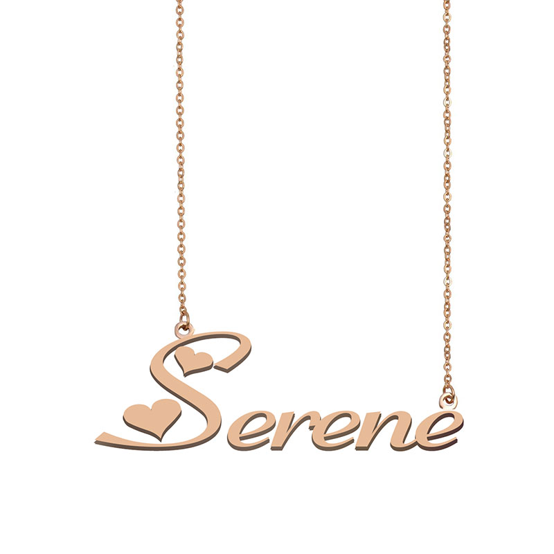 

Serene Name Necklace Custom Nameplate Pendant for Women Girls Birthday Gift Kids Best Friends Jewelry 18k Gold Plated Stainless Steel, Silver