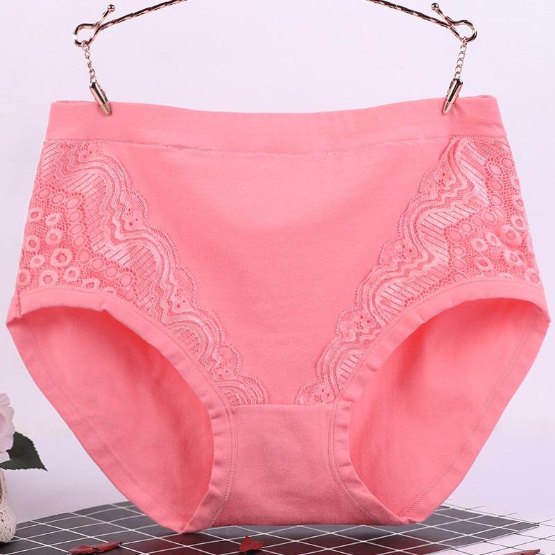 

Women's Underwear Mid Waist Briefs Cotton Panties For Women Plus Size Underpants Lace Lingerie Soft Crotch Female Intimates1, 1pc shrimppink