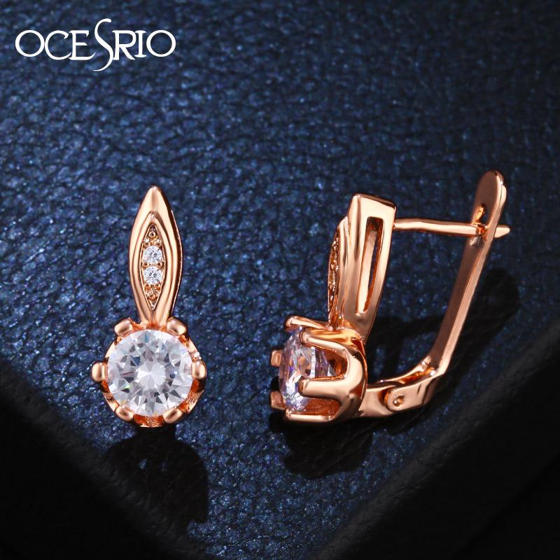 

OCESRIO Fashion Zircon Gold 585 Weeding Earrings 585 Rose Gold Round Hanging Earrings for Women Wedding Jewelry ers-j74
