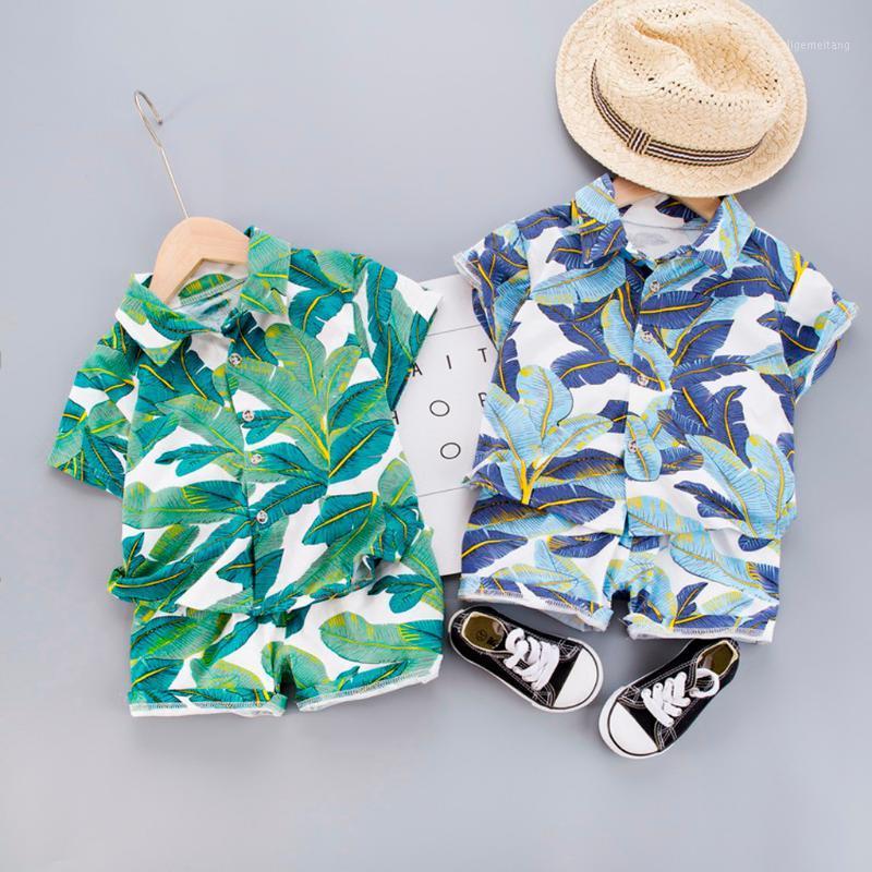 

Fashion Toddler Baby Kid Boy 2PCS Outifit Set Banana Leaf Print Short T-shirt + Short Solid Pants Gentelman Boys Clothes Sets1, 03