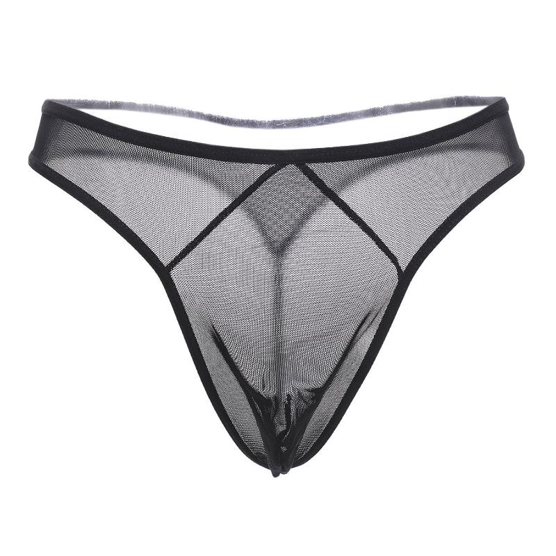 

Linbaiway Transparent Sexy Men's Panties T-Back Ultra-Thin Mesh Low Waist Temptation Underwear Mens Breathable Underwear Panties, Blue