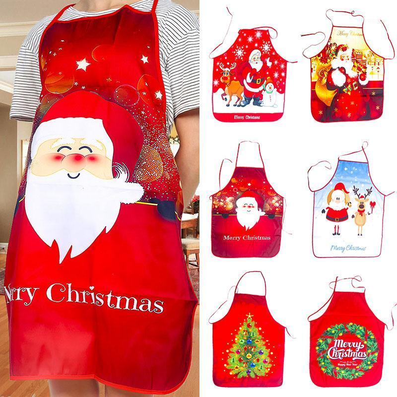

Kitchen Apron Christmas Wreath Santa Claus Xmas Tree Printing Adult Women Men Aprons Cooking Baking Apron Home Cleaning Tools1