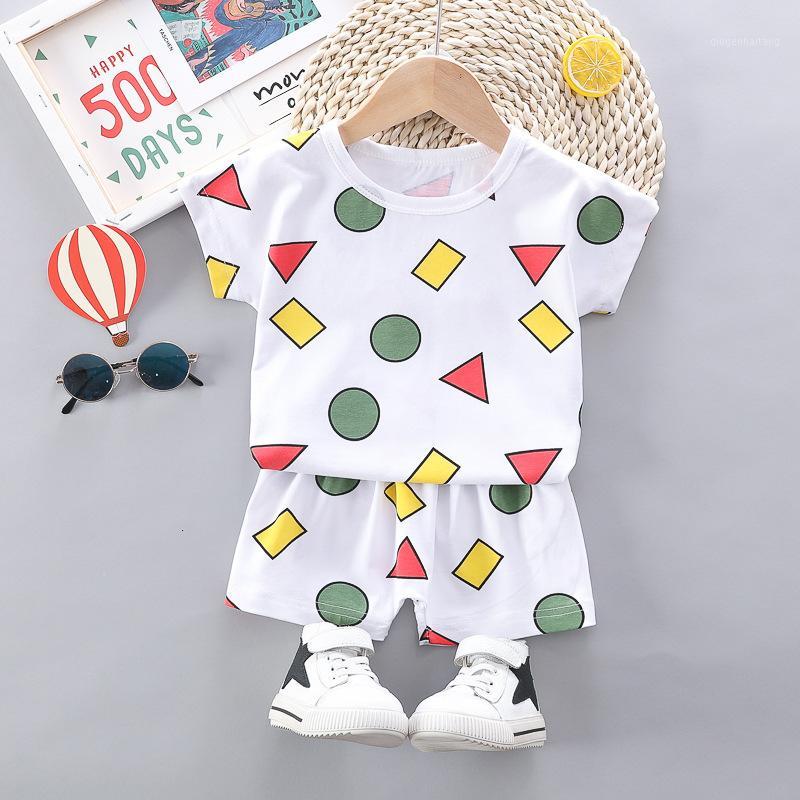 

Kids Clothing Set 2020 Summer Baby Boy Girl Clothes Toddler Boys Shirts Children Geometric Pattern Short Sleeve Tshirt Outfit1, Beige