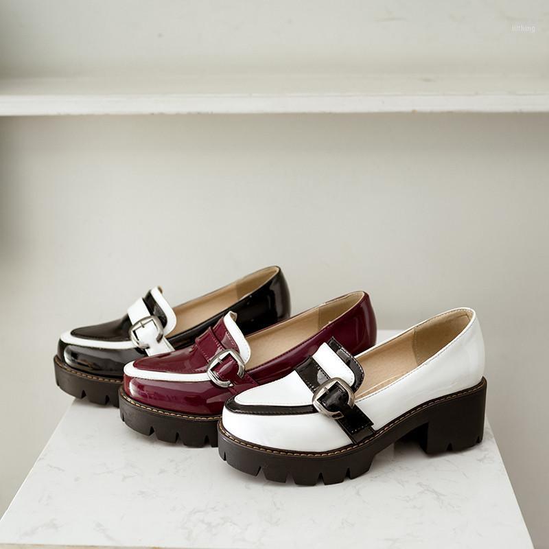 

Chunky Heels Platform Pumps Womens Shoes High Heels Elegant Work Office Dress Shoes Woman Round Toe Slip on Footwear Spring 20201, Wine red