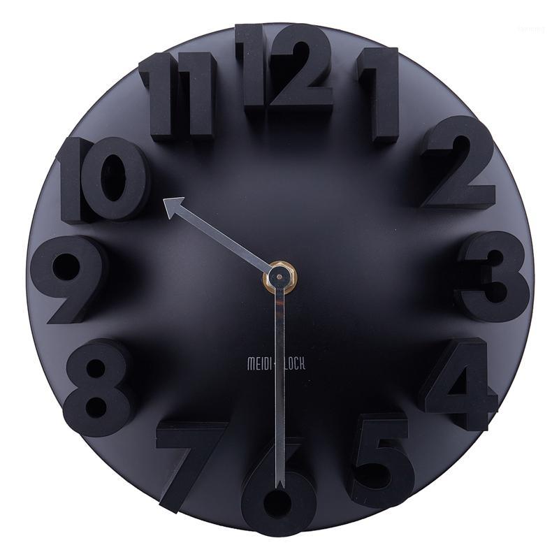 

Home Decor Creative Modern Art 3D Number e Round Wall Clocks, black 22.5 * 22.5 * 9cm1