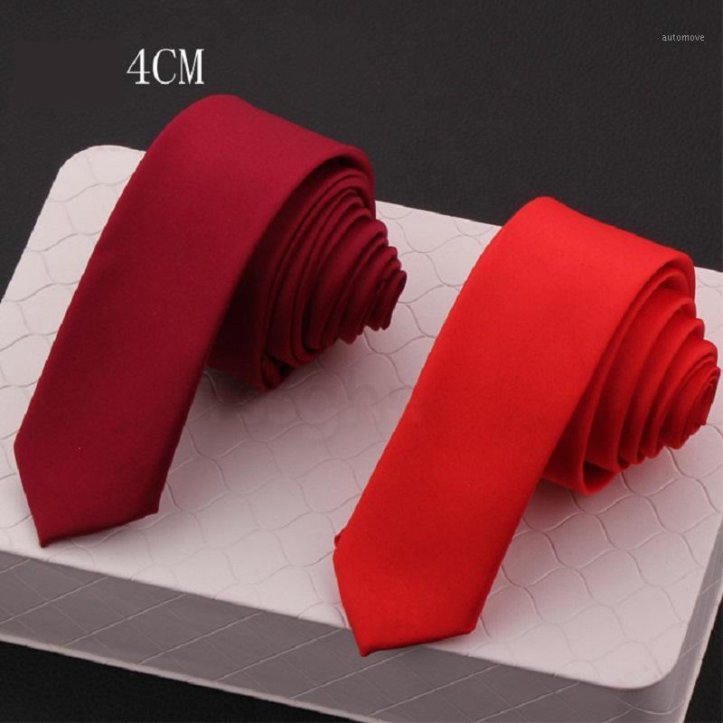 

High Quality 2020 New Designers Brands Fashion Business 4cm Slim Ties for Men Matte Solid color Necktie Party Wedding with Gift1