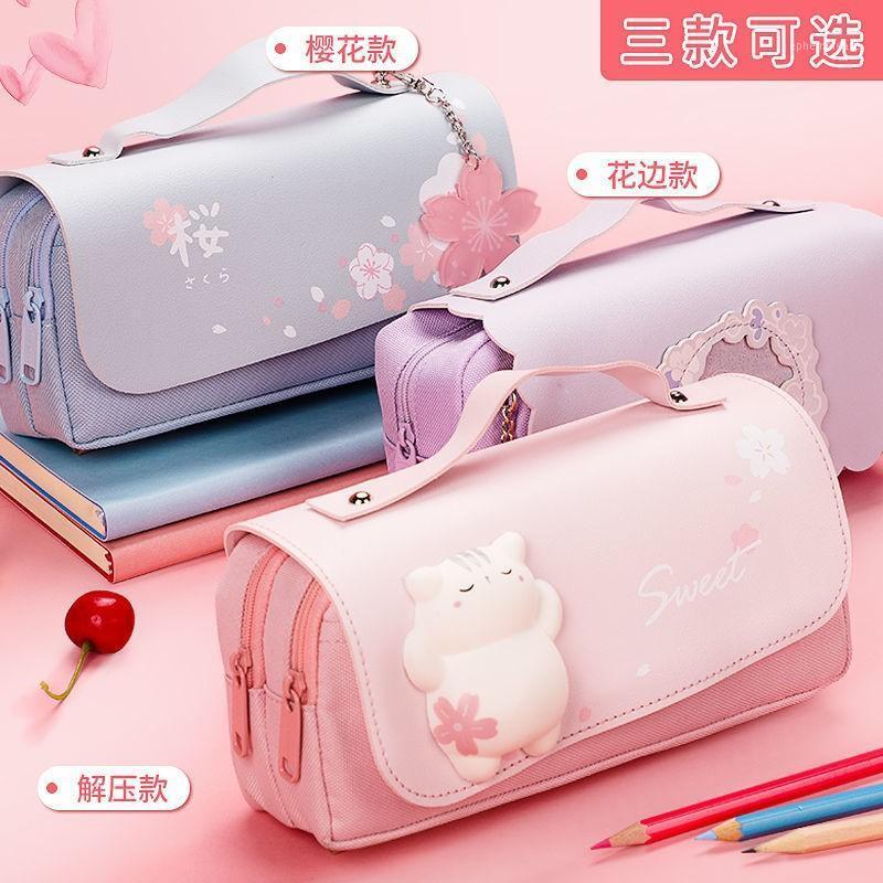 

Korean Style Oxford Cloth PU Durable Student Large-capacity Pencil Case Cute Cartoon Stationery Box Storage Creative Pencil Case1