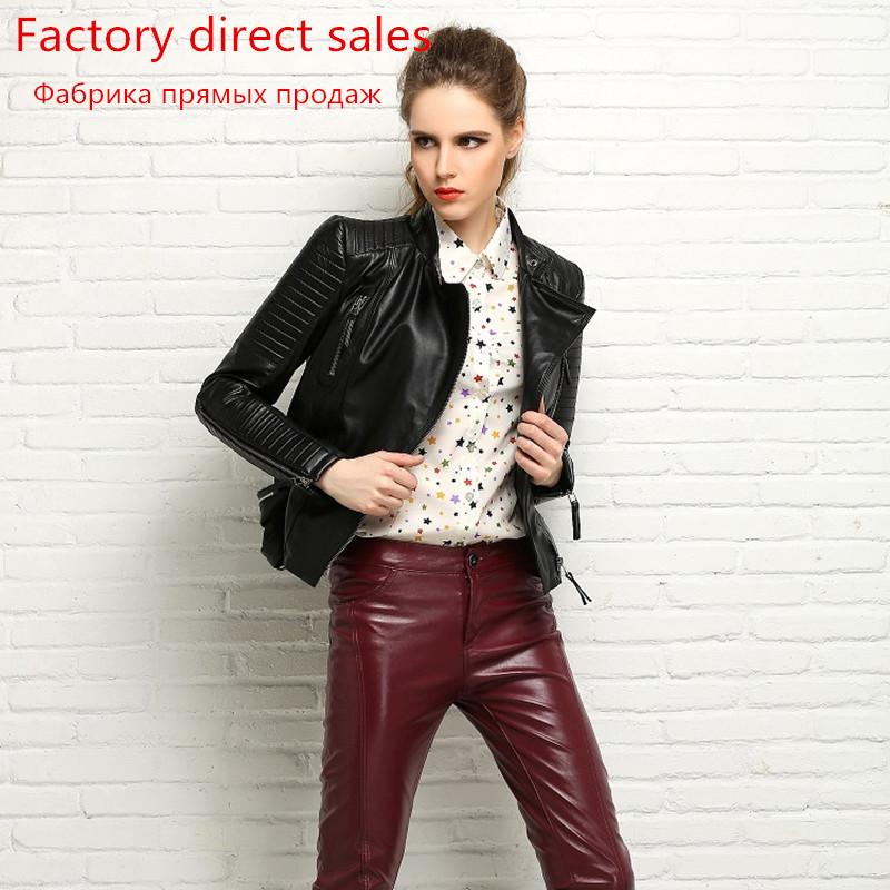 

Sheepskin Real 100% Coat Female Genuine Leather Jacket Short Slim Jackets For Women Outerwear jaqueta de couro WYQ793 s, Black
