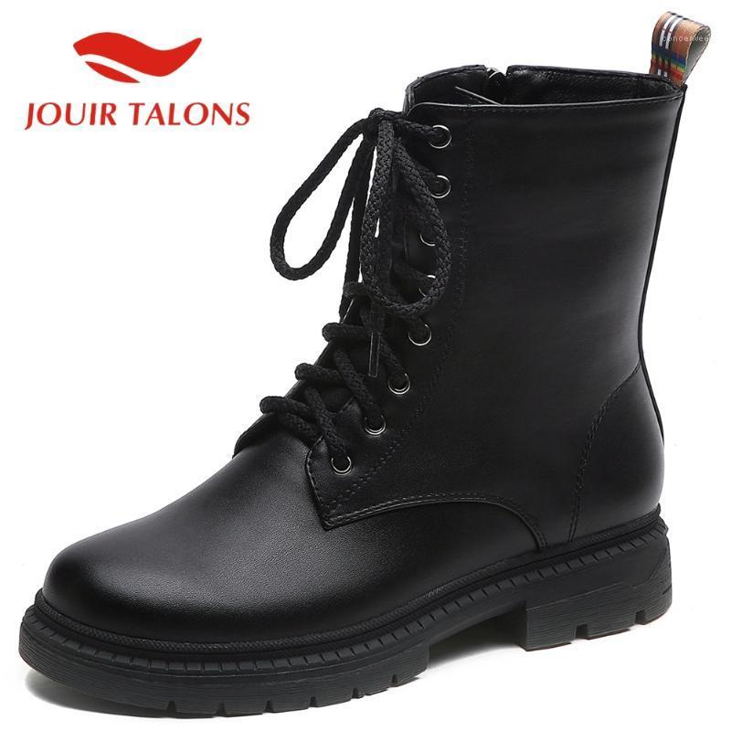 

JOUIR TALONS 2020 New Arrival women shoes Casual Cross-tied Ankle Boots Autumn Low Heels Round Toe Zipper Female Shoes1, Black